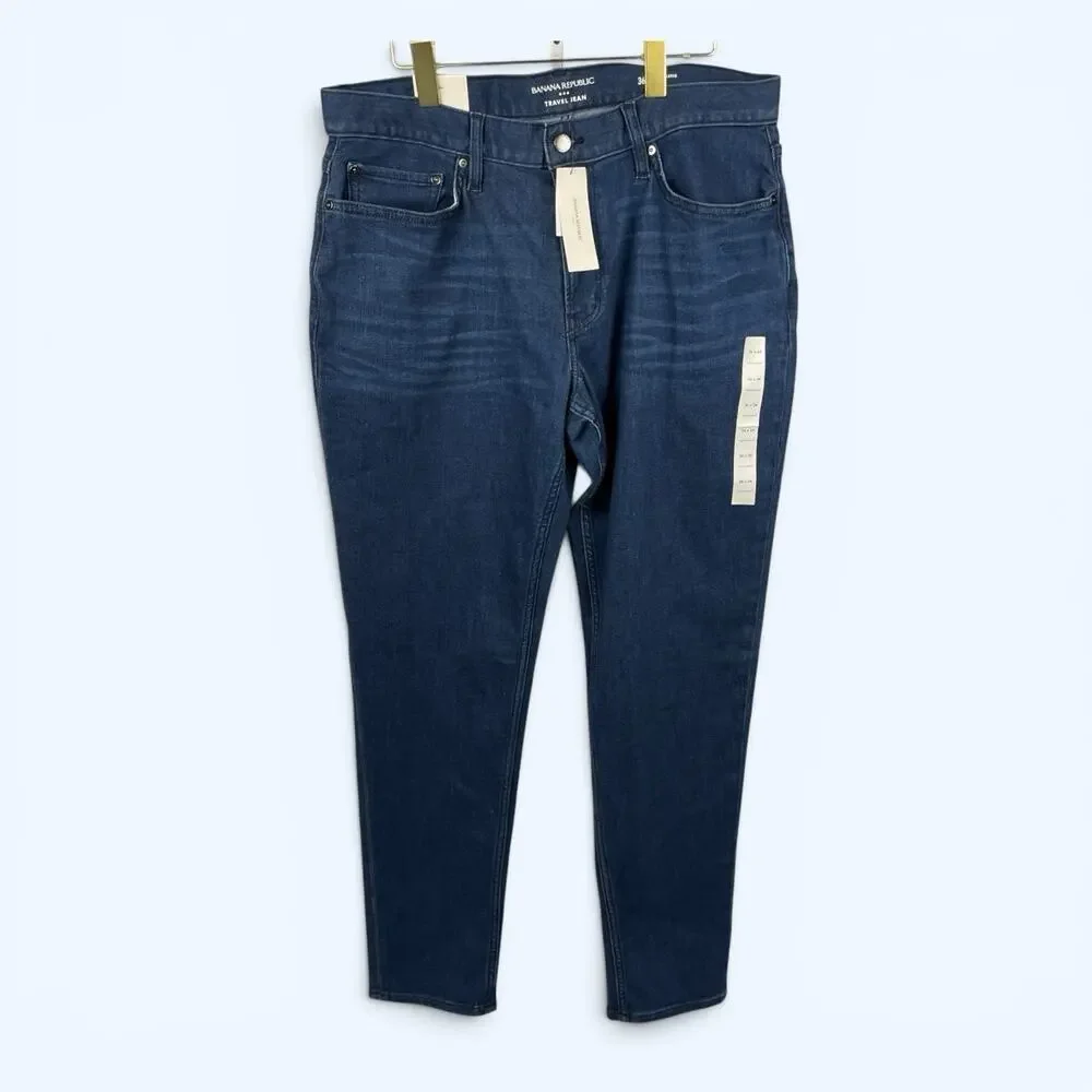 Banana Republic Men's Travel Athletic Tapered Fit Jeans size 36x34 Stretch NWT